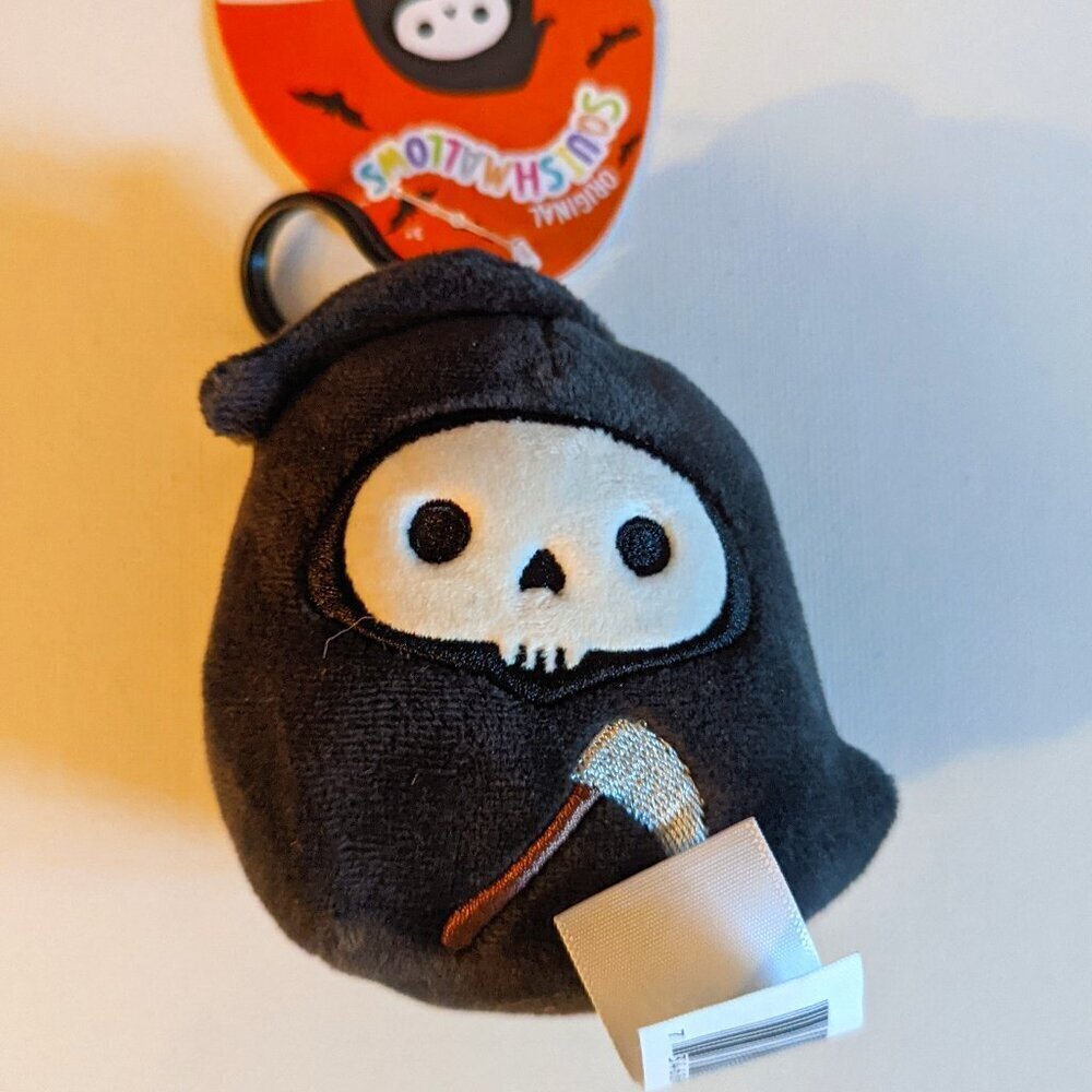 NWT HTF 3.5" Otto Grim Reaper Clip Squishmallows Halloween Bag Purse Backpack